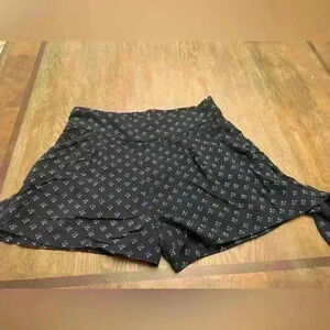 Free People Navy Print Pull On Shorts with side ties